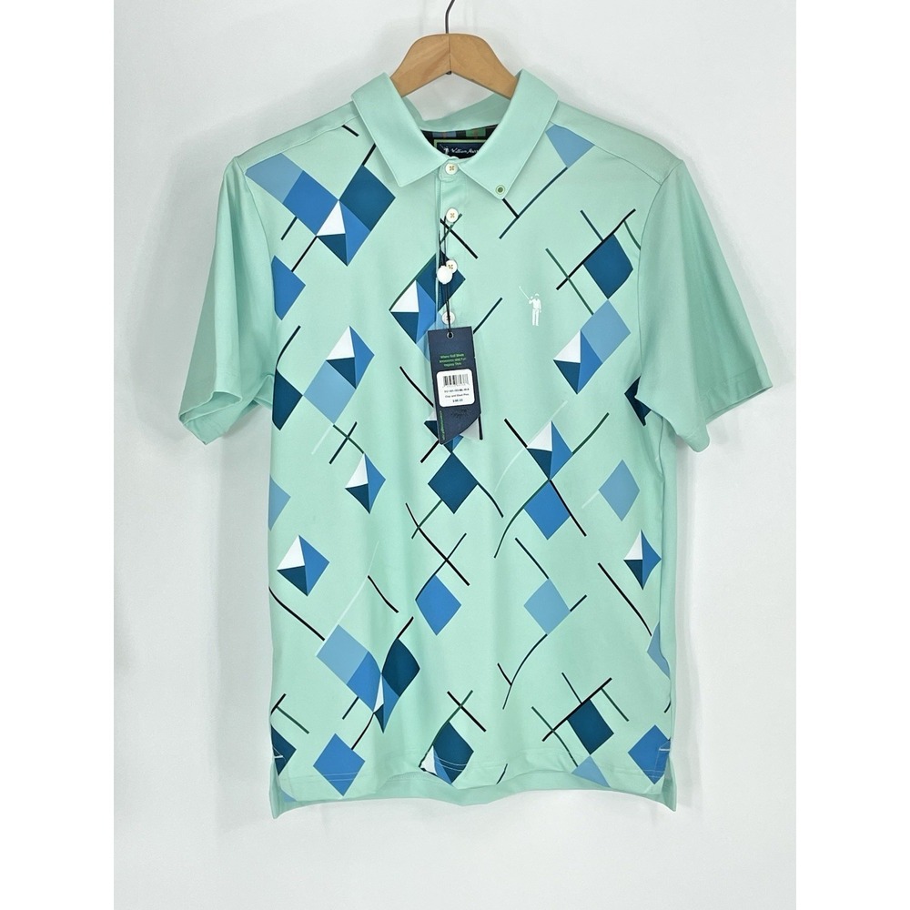NWT William Murray Men's Small Chip And Chad Golf Polo Geometric Pattern